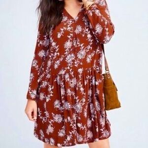 Garnet Hill Boho Drop Waist Floral Dress Size 6 S Cottage Coastal Autumn Fall